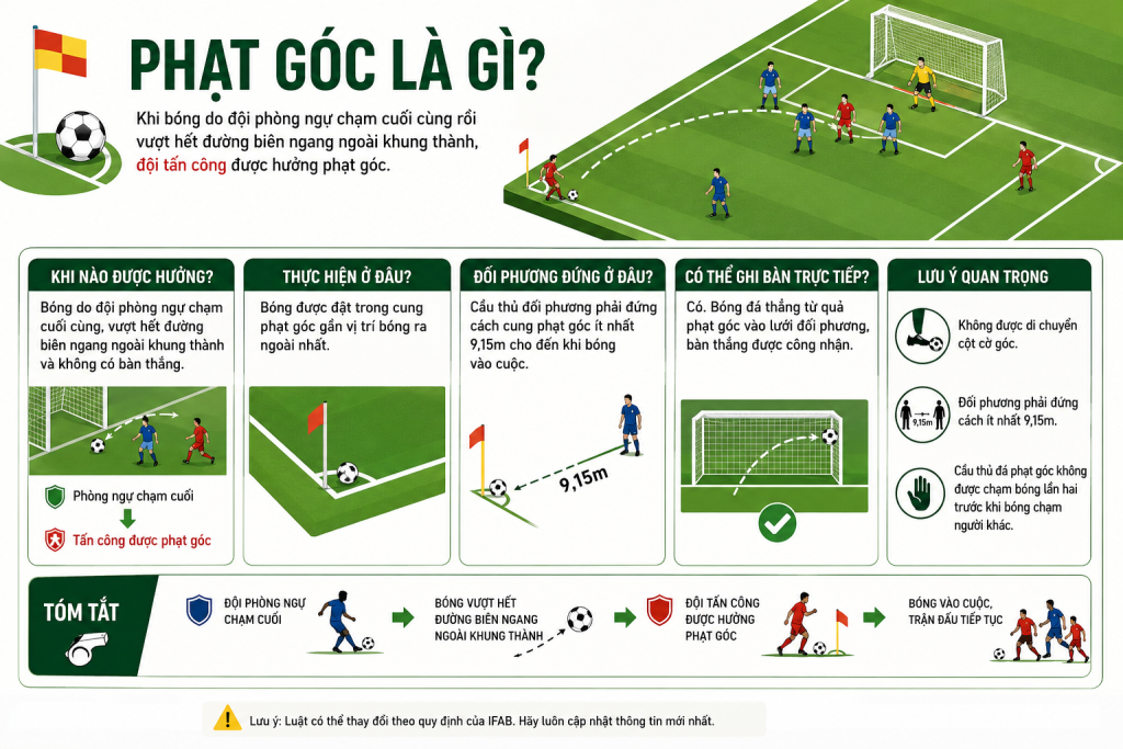 Phạt góc là gì? Luật đá phạt góc trong bóng đá