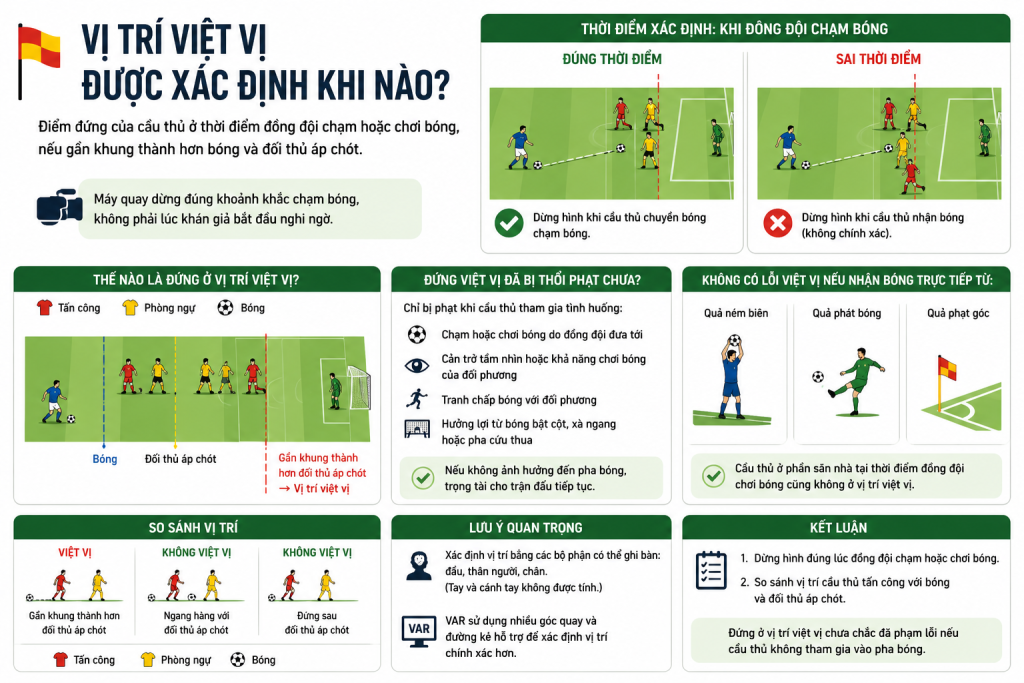 Vị trí việt vị được xác định khi nào?