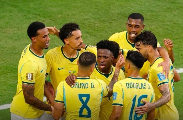 Cầu thủ Brazil ăn mừng trong trận thắng Scotland 3-0 ở bảng C World Cup 2026