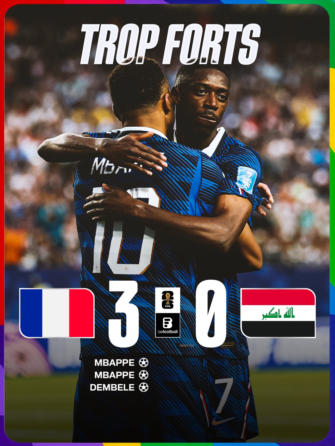 Mbappe ăn mừng bàn thắng trong trận Pháp gặp Iraq tại World Cup 2026