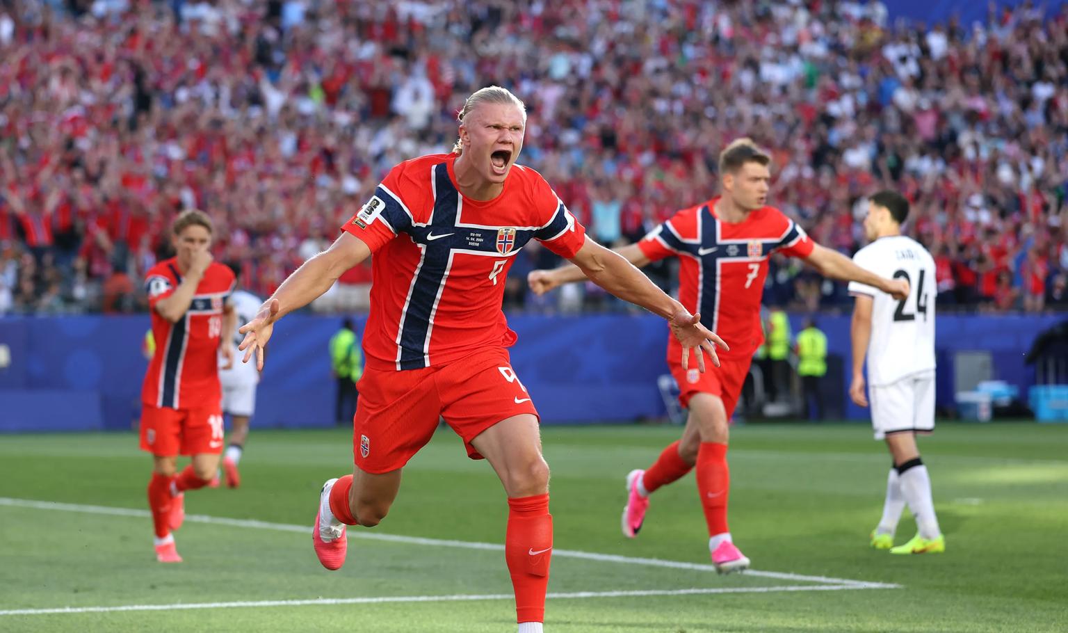 Erling Haaland ăn mừng trong trận Na Uy thắng Iraq tại World Cup 2026