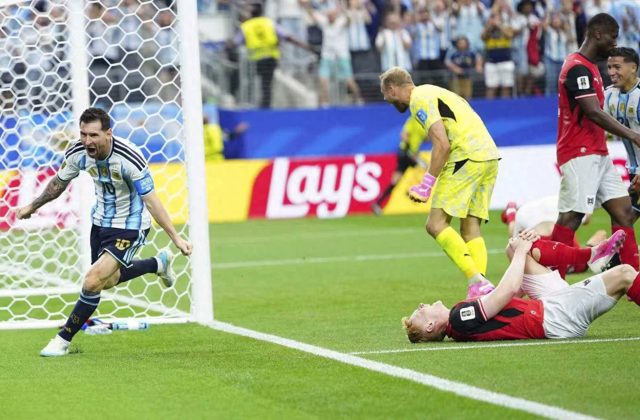 Messi ăn mừng bàn thắng trong trận Argentina gặp Áo tại World Cup 2026