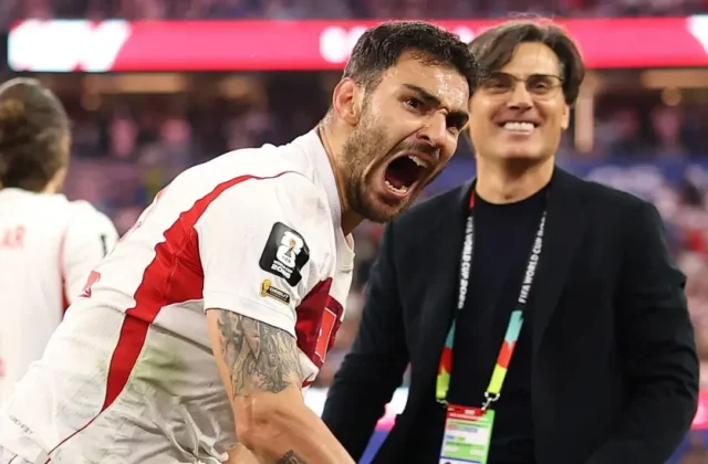 Cầu thủ Thổ Nhĩ Kỳ ăn mừng trong trận thắng Mỹ 3-2 tại World Cup 2026