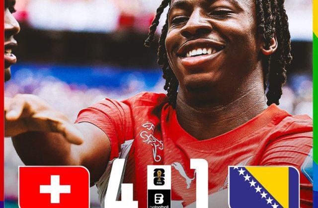 Cầu thủ Thụy Sĩ ăn mừng trong trận thắng Bosnia tại World Cup 2026