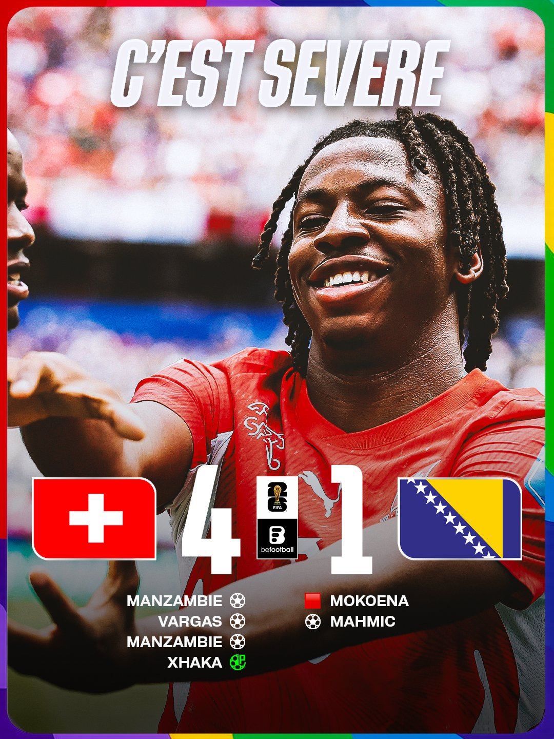 Cầu thủ Thụy Sĩ ăn mừng trong trận thắng Bosnia tại World Cup 2026
