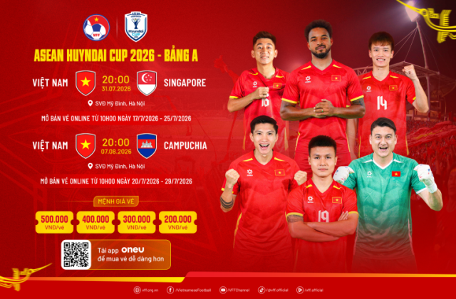 Poster VFF về vé sân nhà đội tuyển Việt Nam tại ASEAN Hyundai Cup 2026