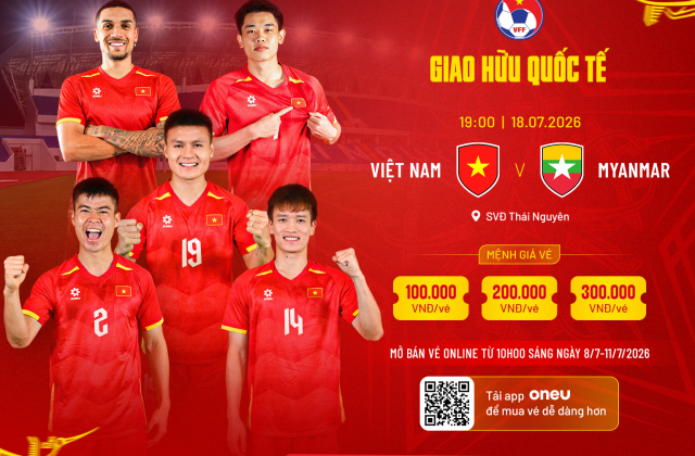 Thông tin vé trận đội tuyển Việt Nam gặp Myanmar tại sân Thái Nguyên