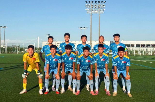 U20 Việt Nam trong trận đấu tập tại Nhật Bản